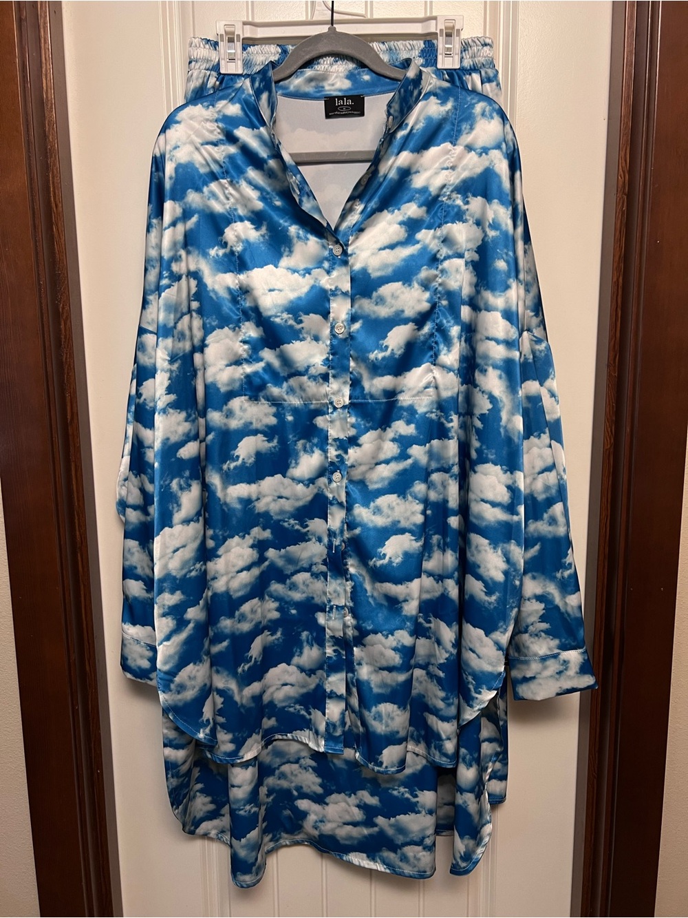 Dressed In LALA Blue Cloudy Satin Set